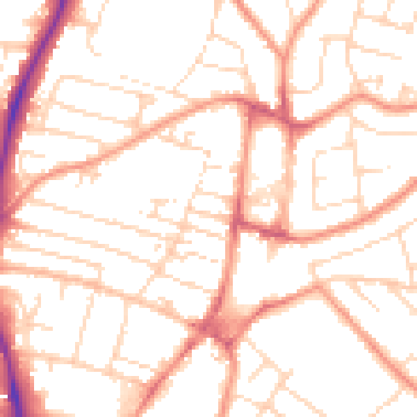Daytime road noise heatmap for NG5 7DL