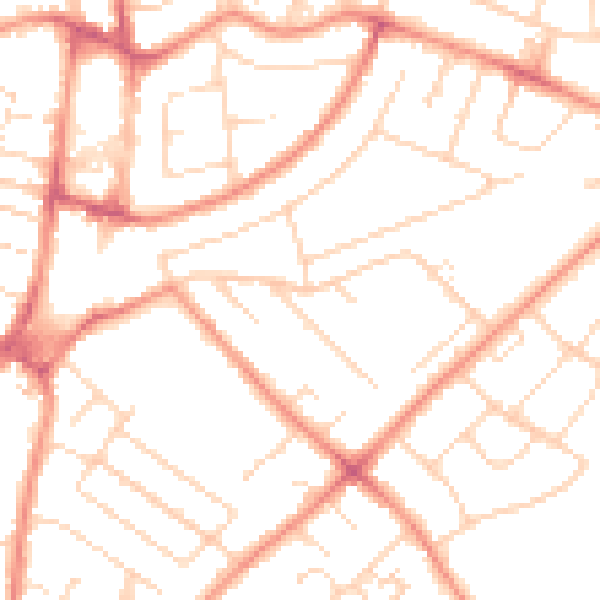 Daytime road noise heatmap for NG5 7ER