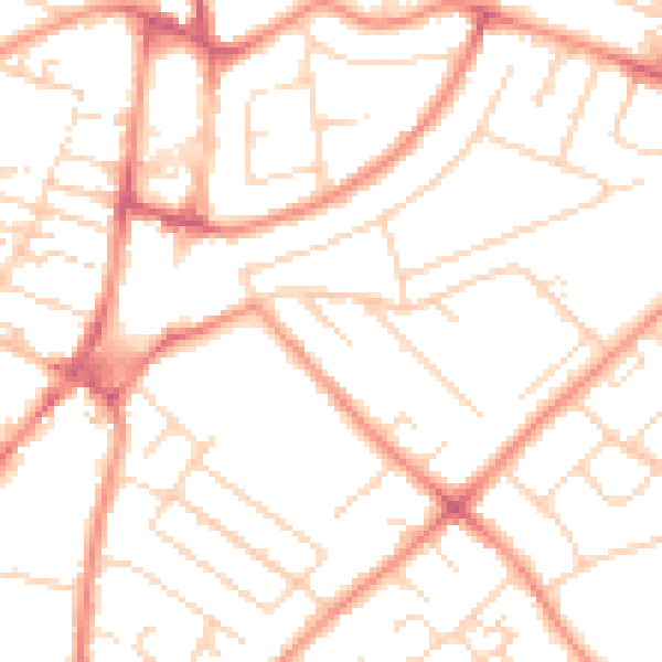 Daytime road noise heatmap for NG5 7ES
