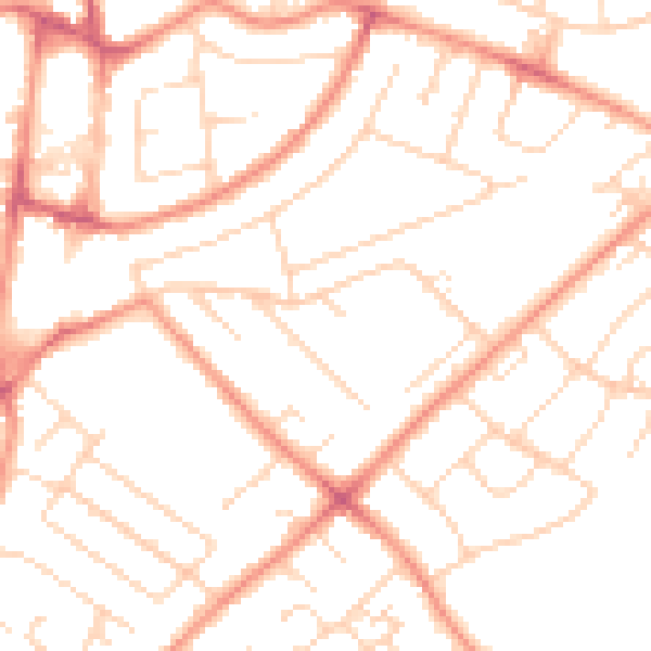 Daytime road noise heatmap for NG5 7EW