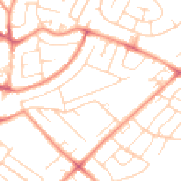 Daytime road noise heatmap for NG5 7EY