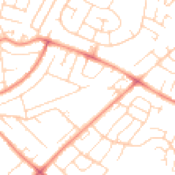 Daytime road noise heatmap for NG5 7FD