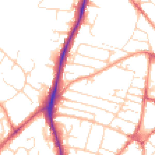 Daytime road noise heatmap for NG5 7HY