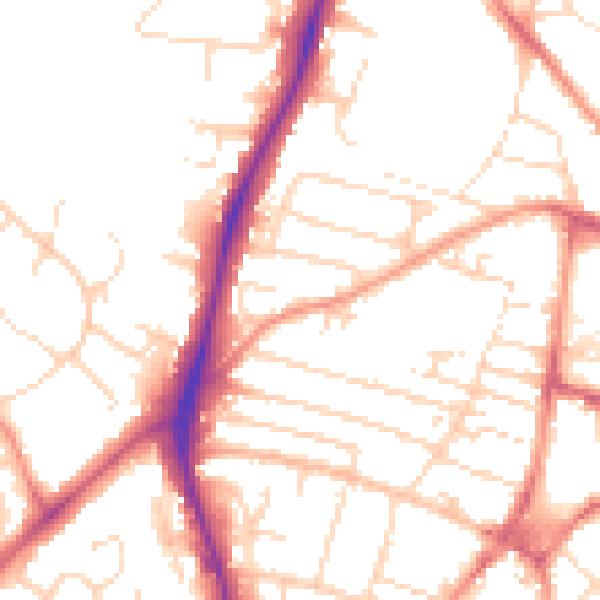Daytime road noise heatmap for NG5 7HZ
