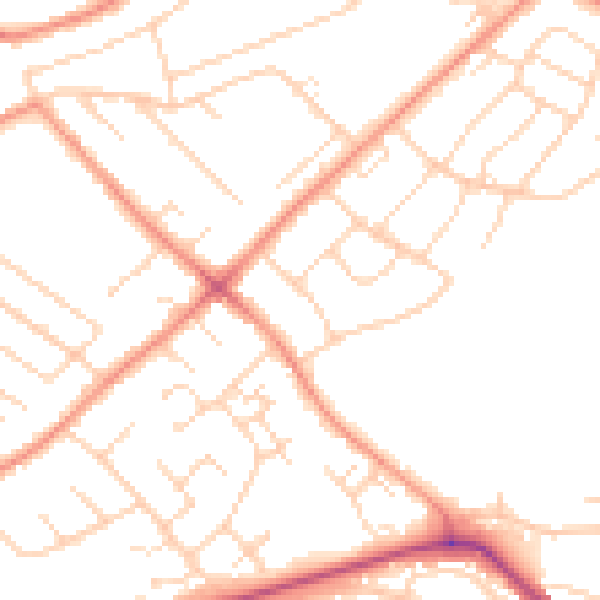 Daytime road noise heatmap for NG5 7LG