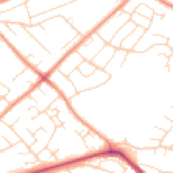 Daytime road noise heatmap for NG5 7LL