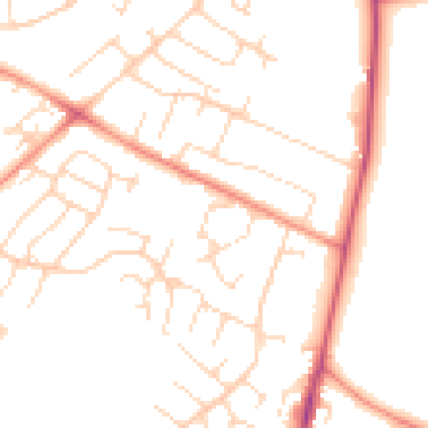Daytime road noise heatmap for NG5 7NA