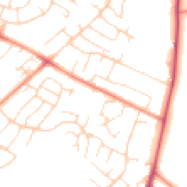 Daytime road noise heatmap for NG5 7NB