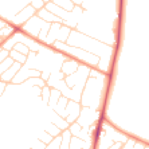 Daytime road noise heatmap for NG5 7NE