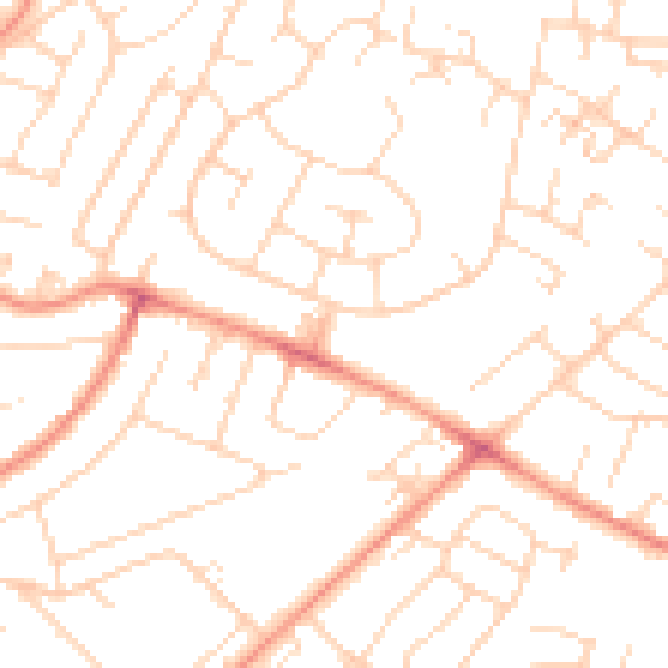 Daytime road noise heatmap for NG5 8BA
