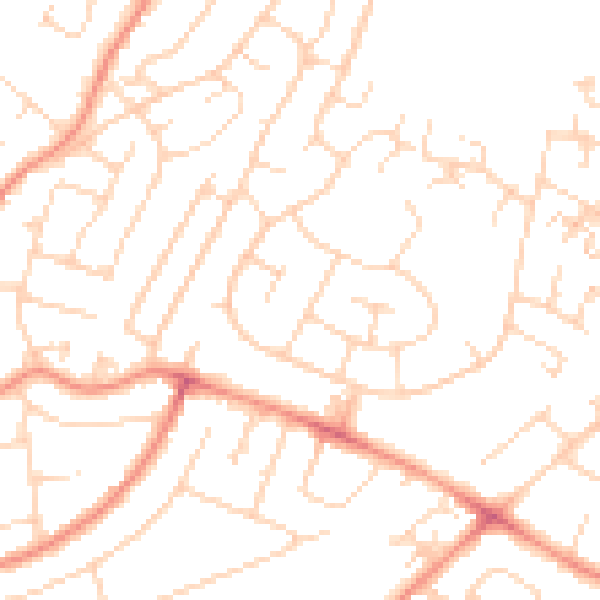 Daytime road noise heatmap for NG5 8BH