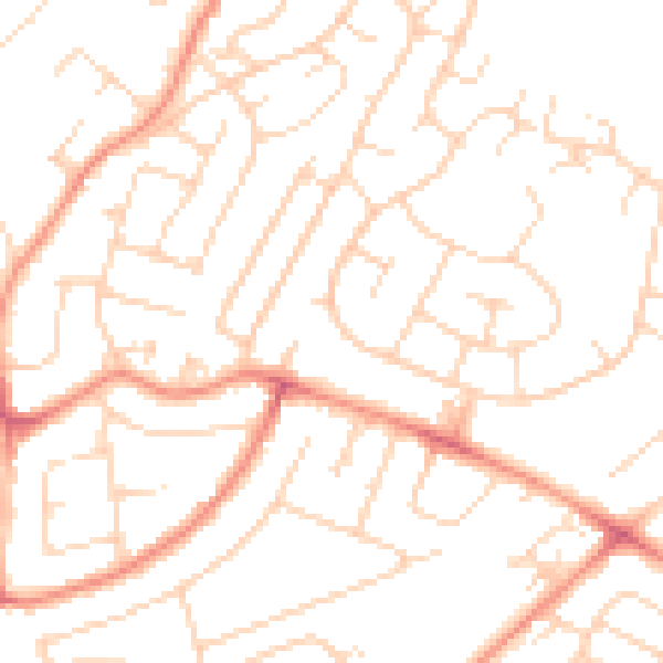 Daytime road noise heatmap for NG5 8BJ
