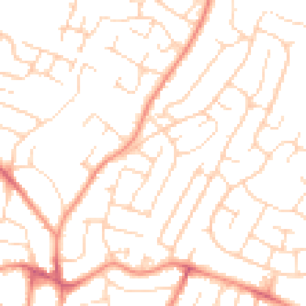 Daytime road noise heatmap for NG5 8EX
