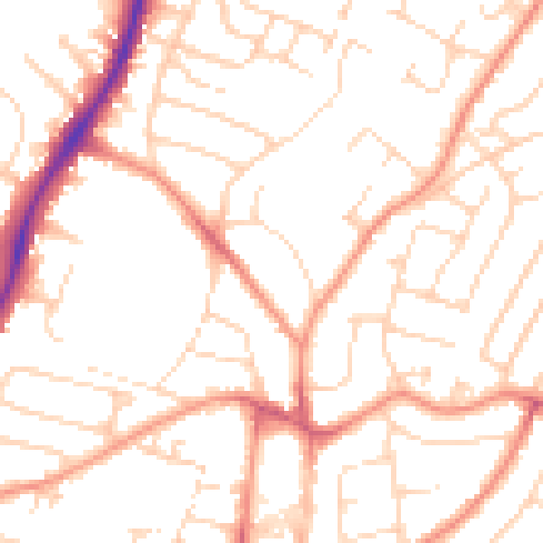 Daytime road noise heatmap for NG5 8HF