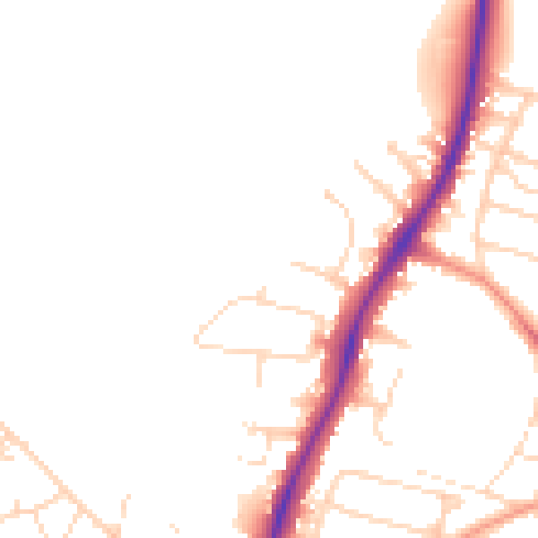 Daytime road noise heatmap for NG5 8JG