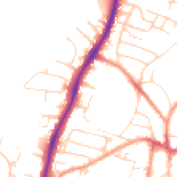 Daytime road noise heatmap for NG5 8JN