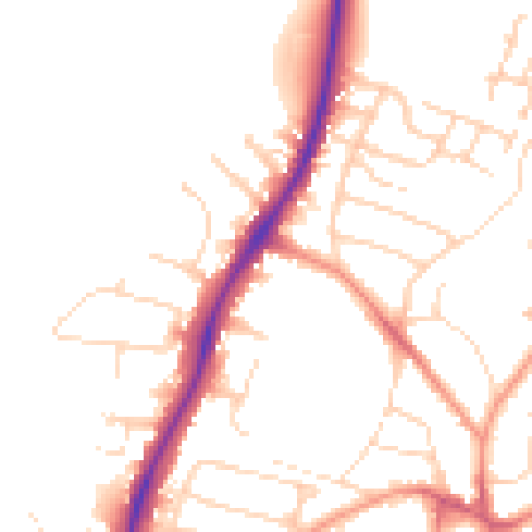 Daytime road noise heatmap for NG5 8JQ