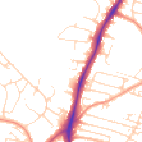 Daytime road noise heatmap for NG5 8LR