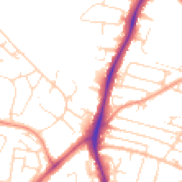 Daytime road noise heatmap for NG5 8LT