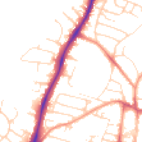 Daytime road noise heatmap for NG5 8LY