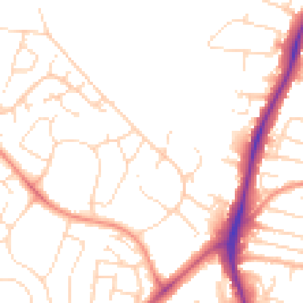 Daytime road noise heatmap for NG5 8NE