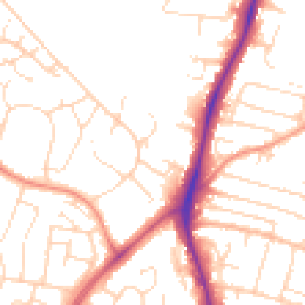 Daytime road noise heatmap for NG5 8NH