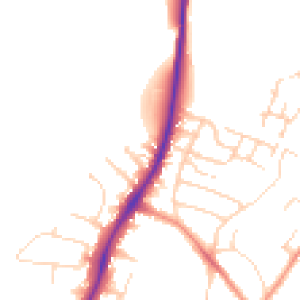 Daytime road noise heatmap for NG5 8NZ