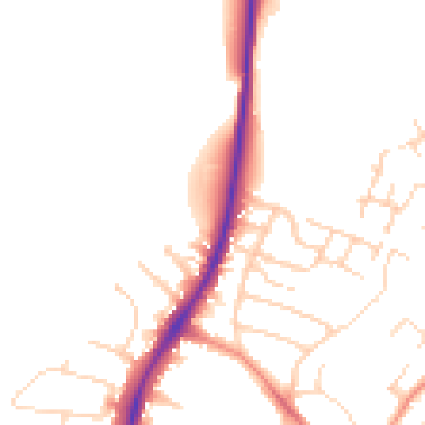 Daytime road noise heatmap for NG5 8PY