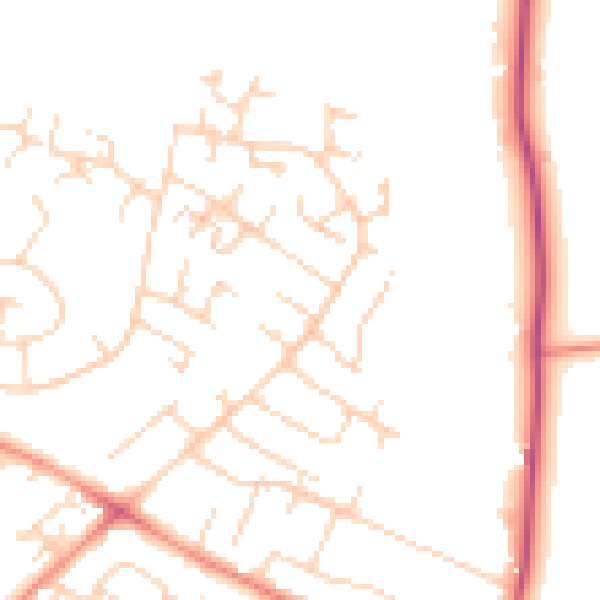 Daytime road noise heatmap for NG5 8QJ