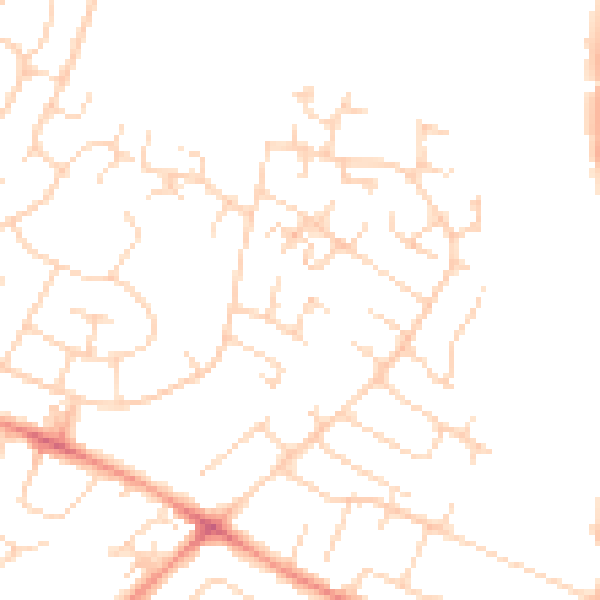Daytime road noise heatmap for NG5 8QW