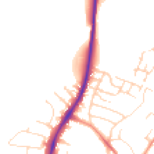 Daytime road noise heatmap for NG5 8RW