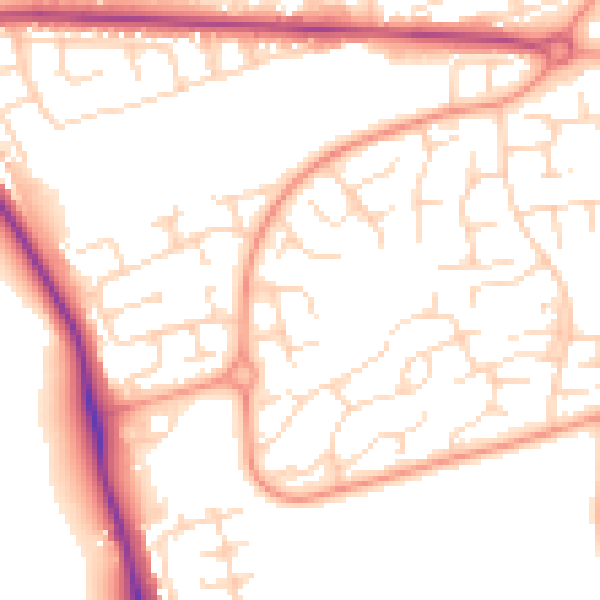 Daytime road noise heatmap for NG5 9BA