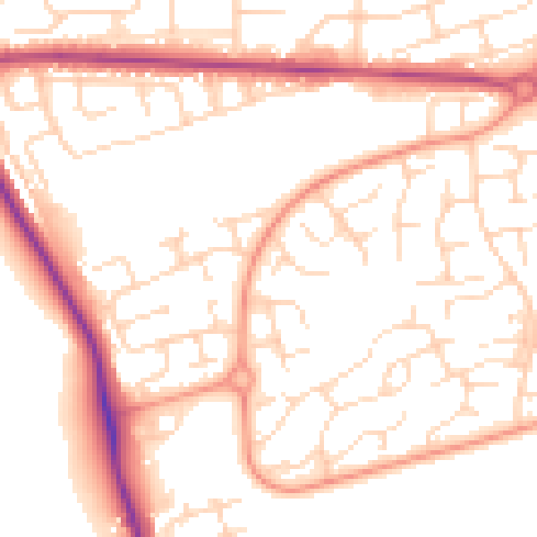 Daytime road noise heatmap for NG5 9BQ