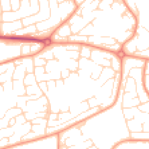 Daytime road noise heatmap for NG5 9EQ