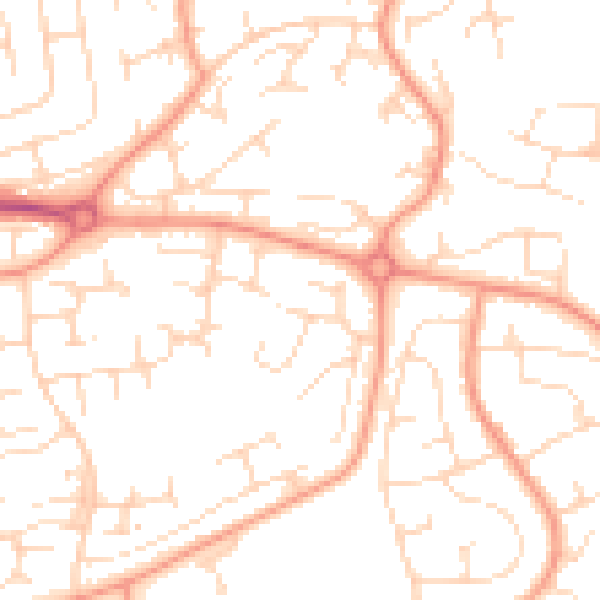 Daytime road noise heatmap for NG5 9EY