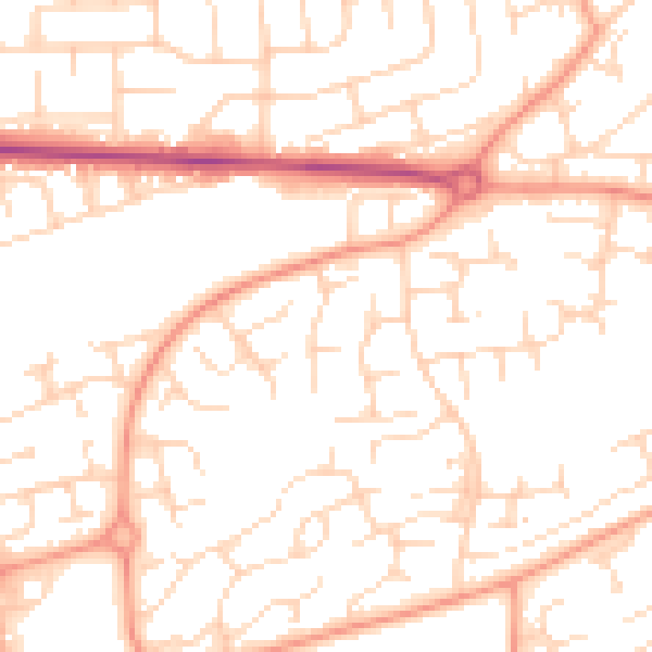 Daytime road noise heatmap for NG5 9HX
