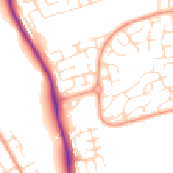 Daytime road noise heatmap for NG5 9LA