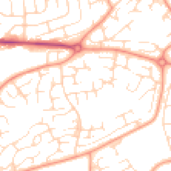 Daytime road noise heatmap for NG5 9LP