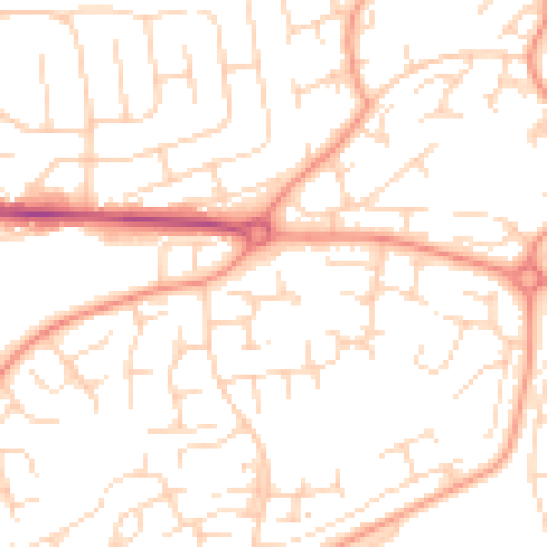 Daytime road noise heatmap for NG5 9LS