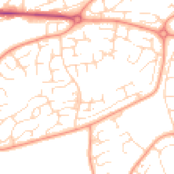 Daytime road noise heatmap for NG5 9NS