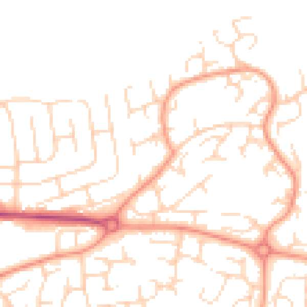Daytime road noise heatmap for NG5 9NZ