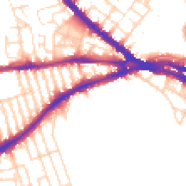 Daytime road noise heatmap for NG7 1AF