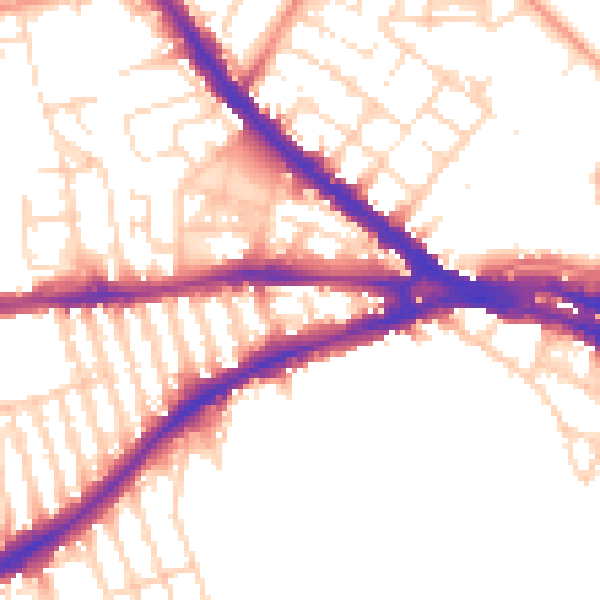 Daytime road noise heatmap for NG7 1NG