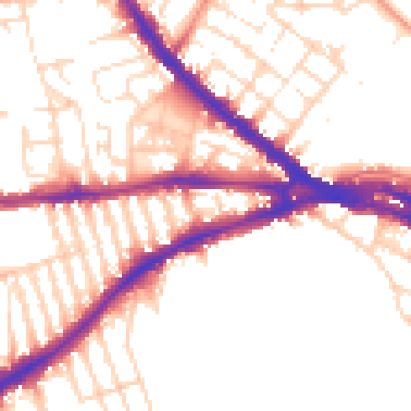 Daytime road noise heatmap for NG7 1NN