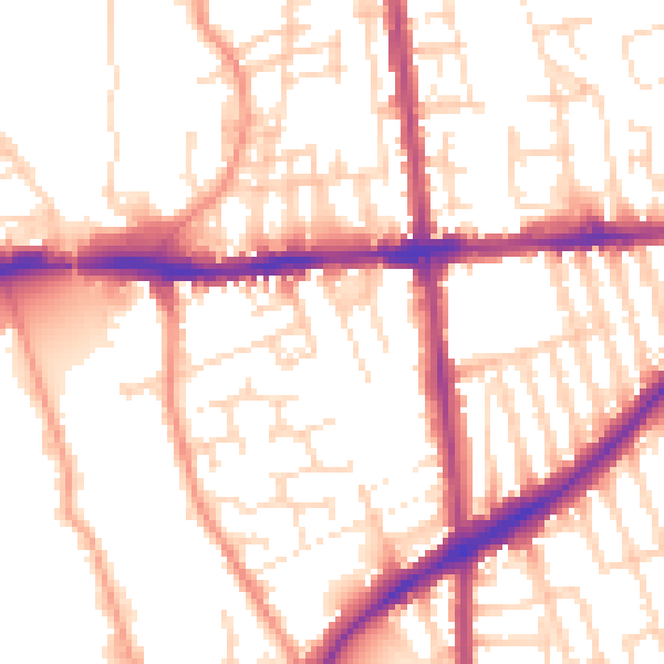 Daytime road noise heatmap for NG7 2AP