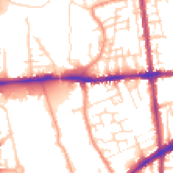 Daytime road noise heatmap for NG7 2AY