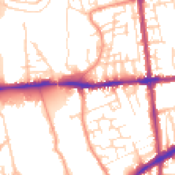 Daytime road noise heatmap for NG7 2AZ
