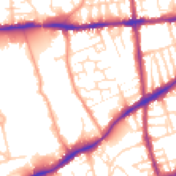 Daytime road noise heatmap for NG7 2DE
