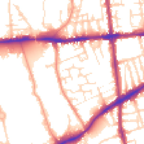 Daytime road noise heatmap for NG7 2DG