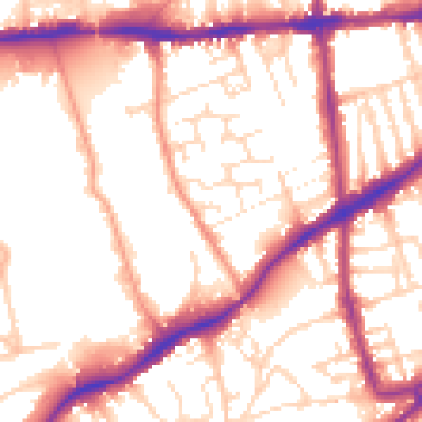 Daytime road noise heatmap for NG7 2DH
